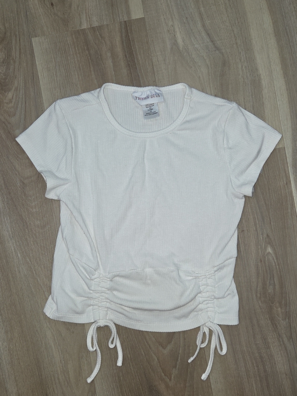 •Tween Diva• Little Girls White Tied Up Short Sleeve Tee
